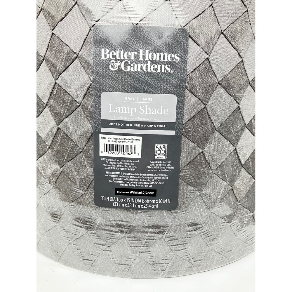 Better Homes & Gardens Lamp Shade Set of 2 Large Gray Pleated Squares NEW - Picture 3 of 8